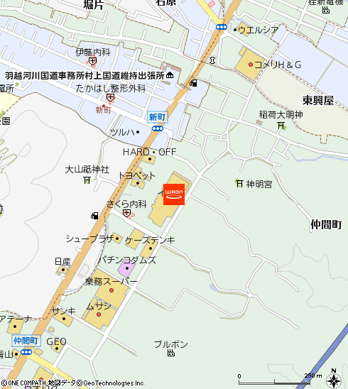 イオン村上東店付近の地図